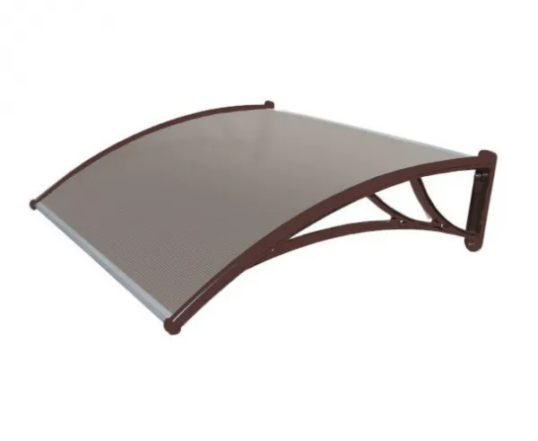 Козырек Krovent из поликарбоната 1200х930х280 бронзовый (коричневый кронштейн)