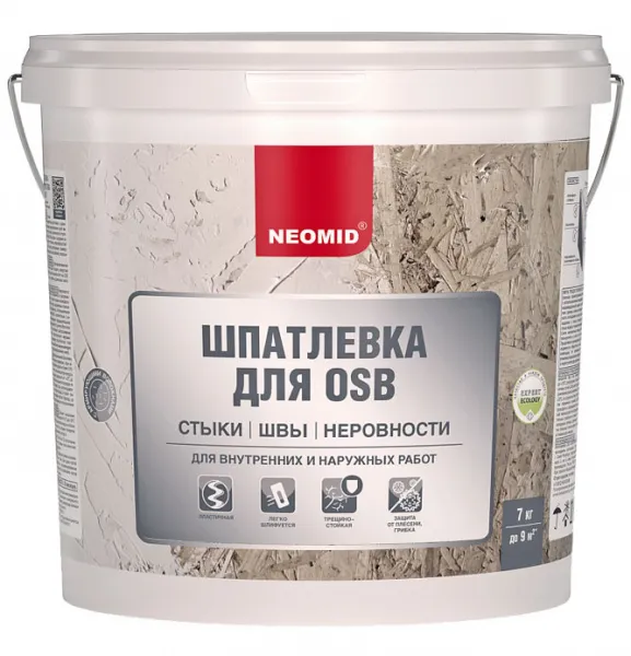Шпатлевка NEOMID для плит OSB 7кг готовый (пластиковое ведро)