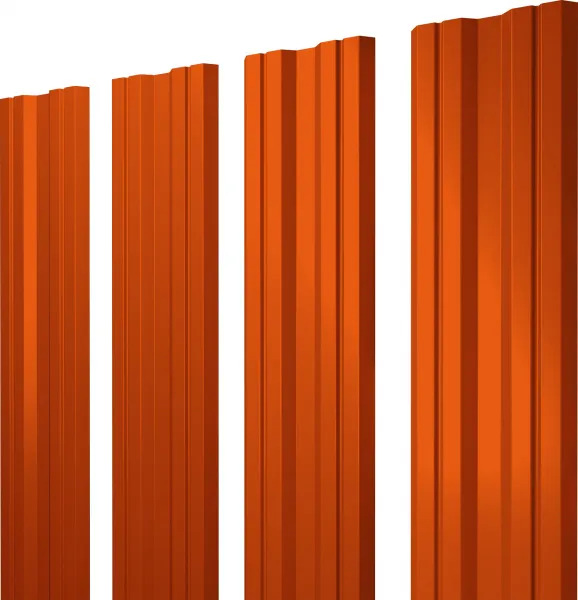 Штакетник Твин с прямым резом Grand Line 0,45 ПЭ RAL 2004 оранжевый