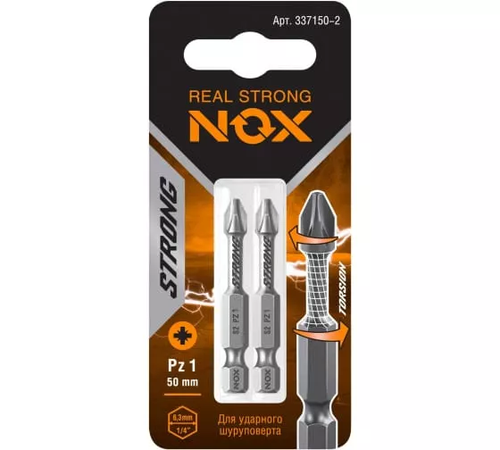 Бита торсионная Nox Strong Pz1х50мм E6,3 2 штуки карта (337150-2)